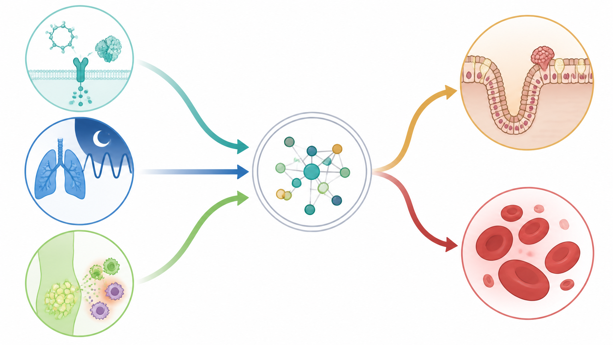 Concept figure: insulin resistance, intermittent hypoxia from sleep apnea, and visceral adiposity converging on colonic epithelium and red-cell production